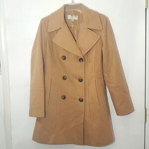 Anne Klein Coat Double-breasted Wool Blend Short Trench Small